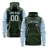 Custom Dark Green Light Blue Hoodie