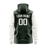 Custom Dark Green White Hoodie 0606181806B31718