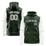 Custom Dark Green White Hoodie