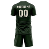 Custom Dark Green Cream Soccer Set