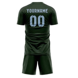 Custom Dark Green Light Blue Soccer Set