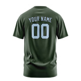 Custom Dark Green Light Blue T-Shirt