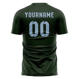 Custom Dark Green Light Blue Soccer Jersey