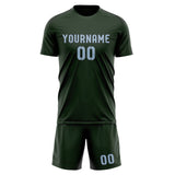 Custom Dark Green Light Blue Soccer Set