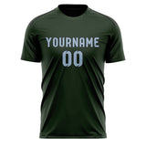 Custom Dark Green Light Blue Soccer Jersey