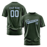 Custom Dark Green Light Blue T-Shirt