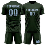 Custom Dark Green Light Blue Soccer Set