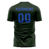 Custom Dark Green Sky Blue Soccer Jersey