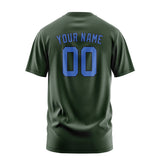 Custom Dark Green Sky Blue T-Shirt