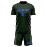 Custom Dark Green Sky Blue Soccer Set