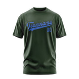 Custom Dark Green Sky Blue T-Shirt