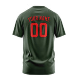 Custom Dark Green Orange Red T-Shirt