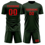 Custom Dark Green Orange Red Soccer Set