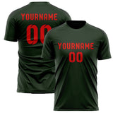 Custom Dark Green Orange Red Soccer Jersey