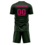 Custom Dark Green Pink Soccer Set