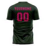 Custom Dark Green Pink Soccer Jersey