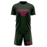 Custom Dark Green Pink Soccer Set