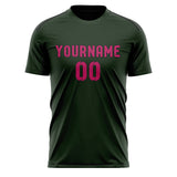 Custom Dark Green Pink Soccer Jersey