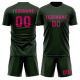 Custom Dark Green Pink Soccer Set