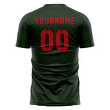 Custom Dark Green Red Soccer Jersey
