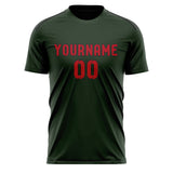 Custom Dark Green Red Soccer Jersey