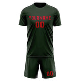 Custom Dark Green Red Soccer Set