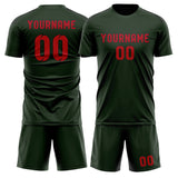 Custom Dark Green Red Soccer Set