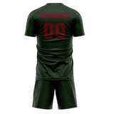 Custom Dark Green Crimson Red Soccer Set