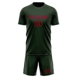 Custom Dark Green Crimson Red Soccer Set