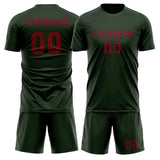 Custom Dark Green Crimson Red Soccer Set