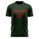 Custom Dark Green Coral Red Soccer Jersey