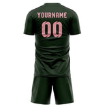 Custom Dark Green Light Pink Soccer Set