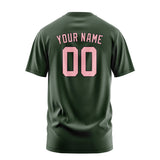 Custom Dark Green Light Pink T-Shirt