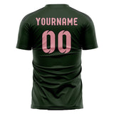 Custom Dark Green Light Pink Soccer Jersey