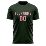 Custom Dark Green Light Pink Soccer Jersey