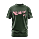 Custom Dark Green Light Pink T-Shirt