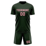 Custom Dark Green Light Pink Soccer Set