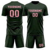 Custom Dark Green Light Pink Soccer Set