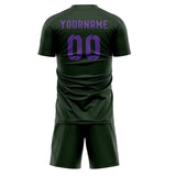 Custom Dark Green Light Purple Soccer Set