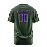 Custom Dark Green Light Purple T-Shirt