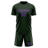 Custom Dark Green Light Purple Soccer Set