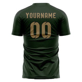 Custom Dark Green Light Khaki Soccer Jersey