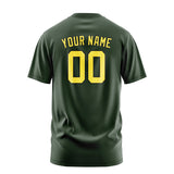 Custom Dark Green Light Yellow T-Shirt
