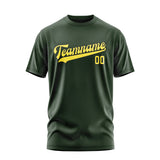 Custom Dark Green Light Yellow T-Shirt