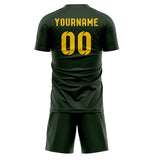 Custom Dark Green Gold Soccer Set