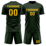 Custom Dark Green Gold Soccer Set