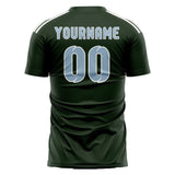 Custom Dark Green Light Blue Soccer Jersey