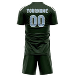 Custom Dark Green Light Blue Soccer Set