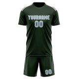 Custom Dark Green Light Blue Soccer Set