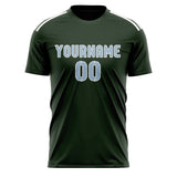Custom Dark Green Light Blue Soccer Jersey